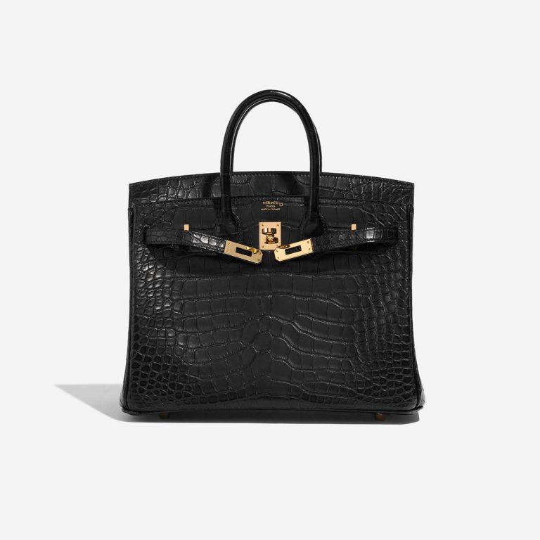 TÚI Hermès Birkin 25 Matte Alligator Black Gold Buckle khóa vàng