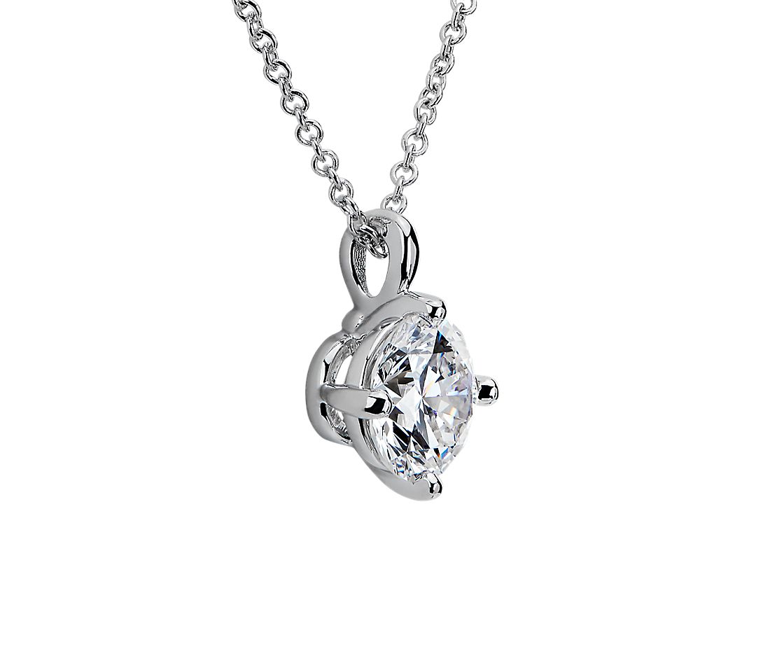 Dây chuyền vàng trắng 18K Au750 Moissanite Diamond  Round Solitaire Pendant Necklace