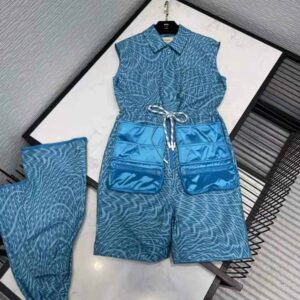 ÁO Fendi Women Jumpsuit Light Blue Denim Jumpsuit