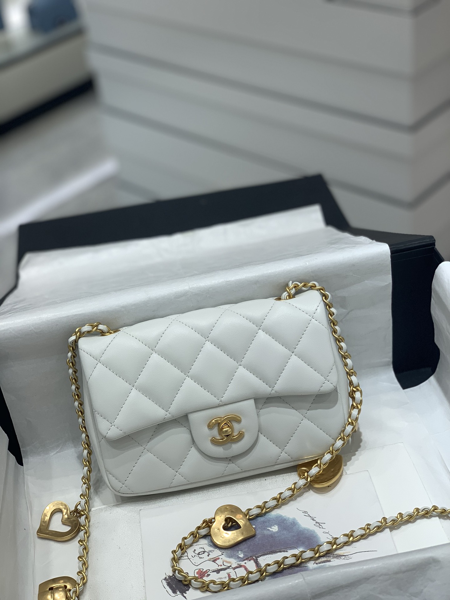 Túi Chanel Classic Flap Bag Mini White trắng