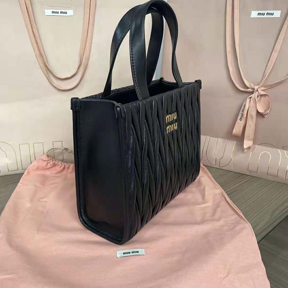 TÚI Miu Miu Women Matelassé Nappa Leather Tote-Black