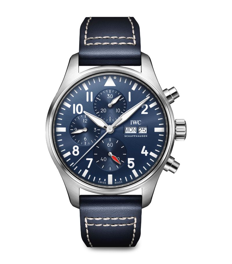 Đồng hồ IWC Stainless Steel Pilot's Chronograph mặt số màu xanh dương