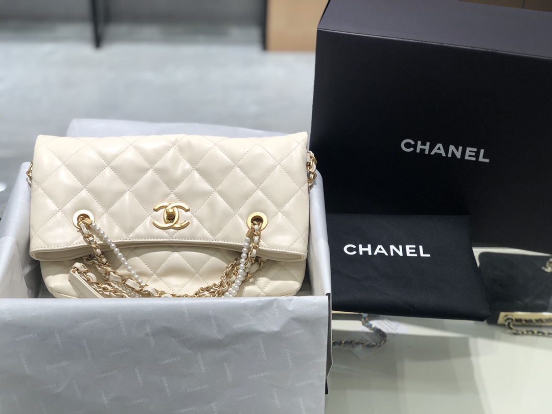 TÚI CHANEL TOTE PEARL LAMBSKIN WHITE DA HAAS - Main Image