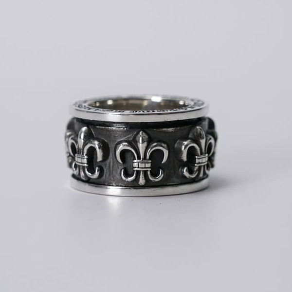 NHẪN CHROME HEARTS HOA VĂN QUÂN ĐỘI PHONG CÁCH PUNK Bạc S925