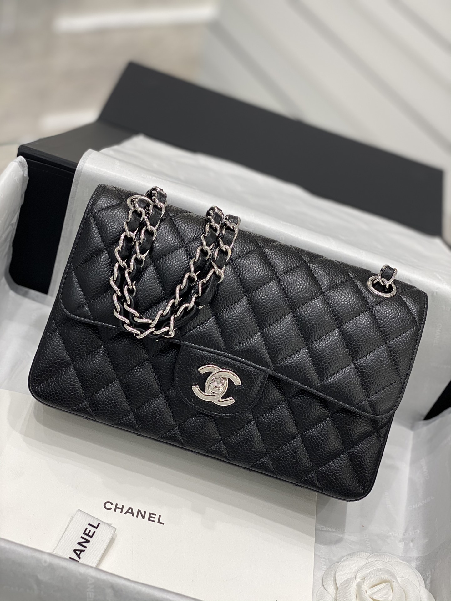 TÚI CHANEL CF 23 CAVIAR BLACK DA HAAS SILVER