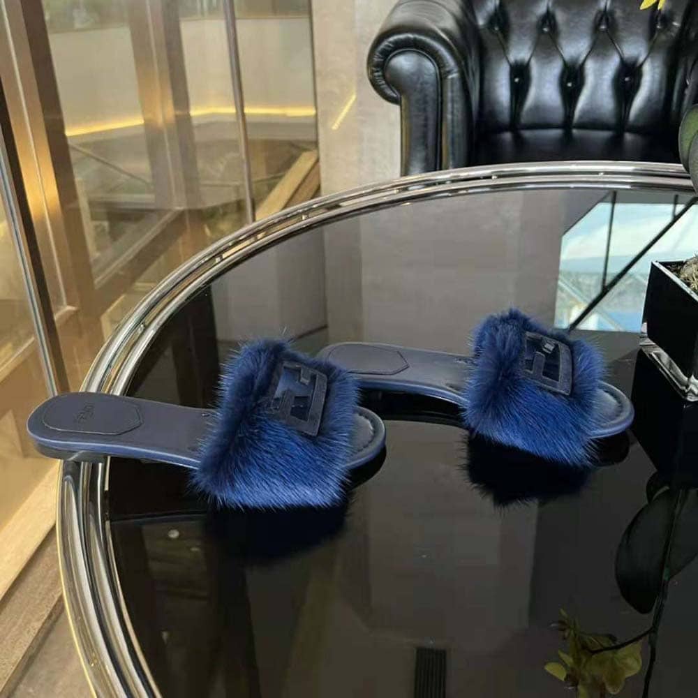 DÉP Fendi Women Baguette Blue Mink Slides