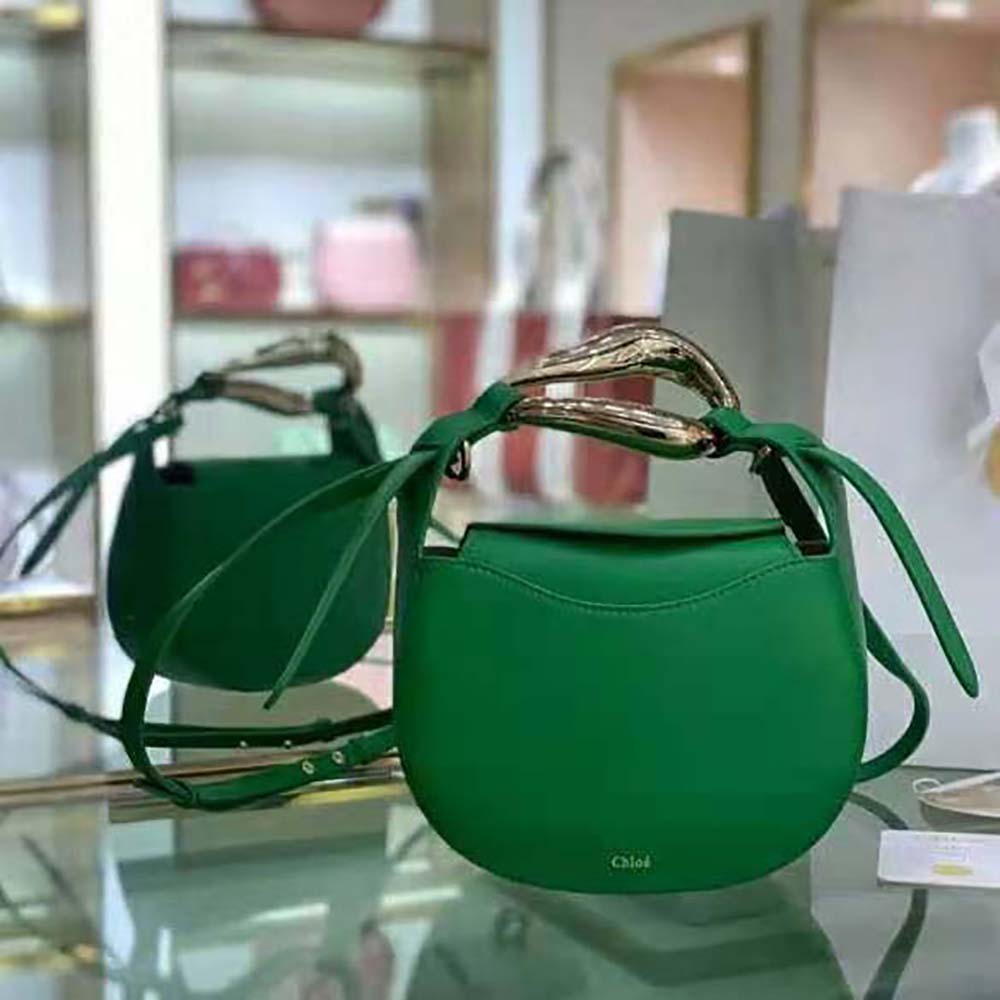 TÚI Chloe Women Kiss Small Purse in Small Grain Calfskin-Green