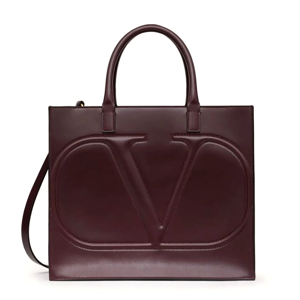 TÚI Valentino Vlogo Walk Calfskin Tote Bag-Maroon