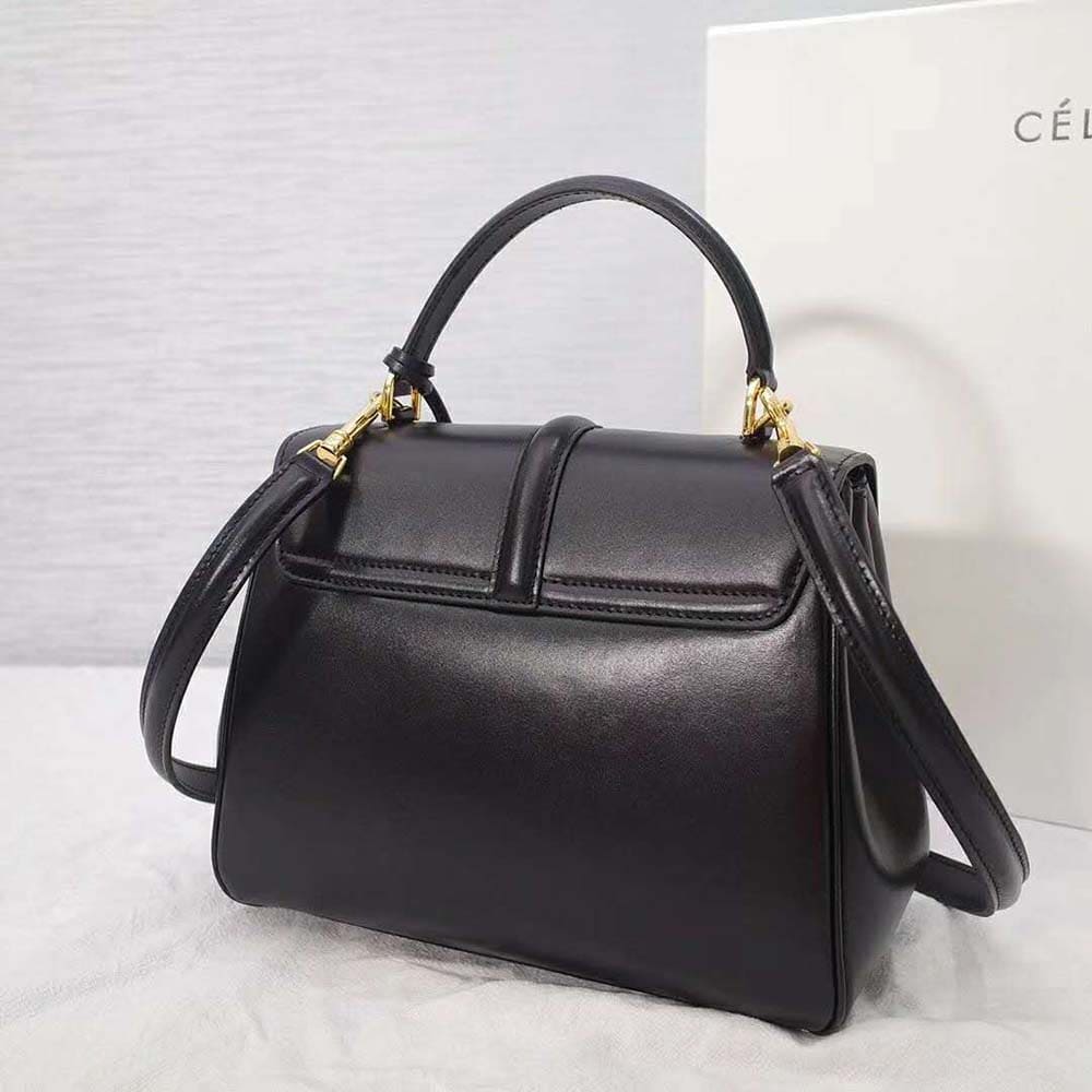 TÚI Celine Women Small 16 Bag in Satinated Calfskin-Black
