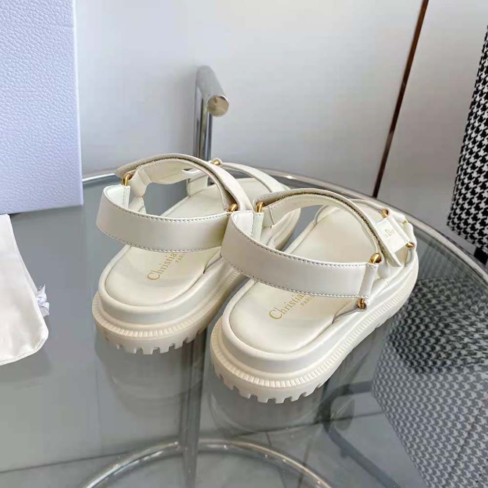 DÉP SANDALS Dior Women D-Wave Sandal White Lambskin