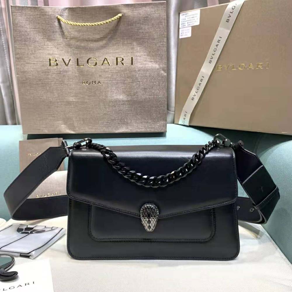 TÚI Bvlgari Women Serpenti Forever Crossbody Bag in Nappa Leather-Black