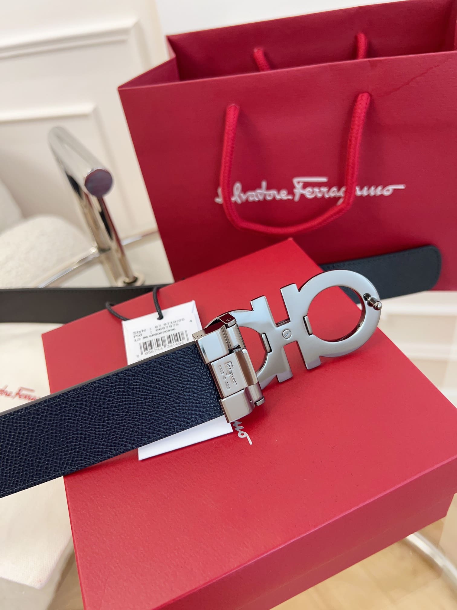 DÂY LƯNG Salvatore Ferragamo Adjustable Gancini Belt Khóa bạc