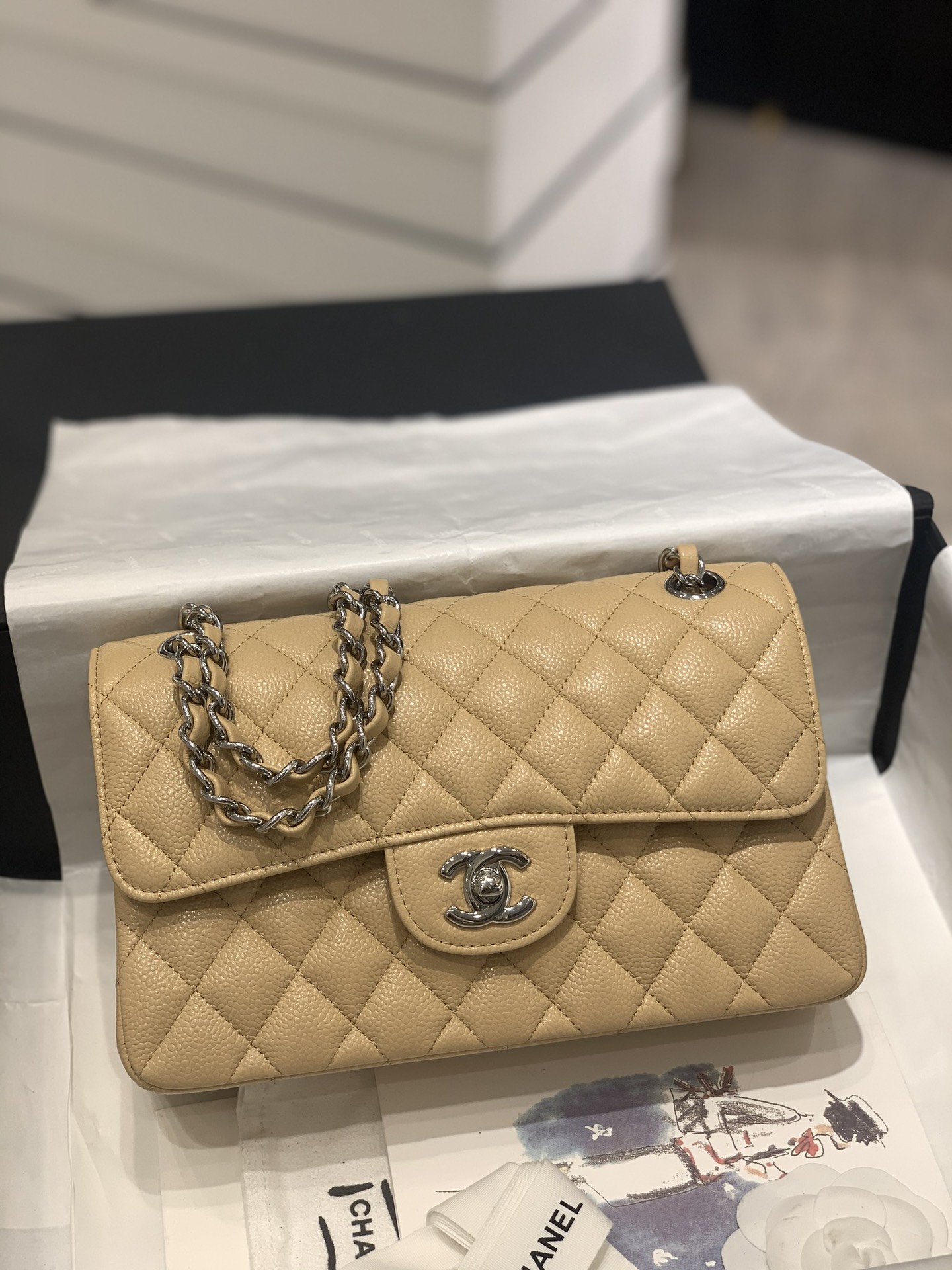 TÚI CHANEL CF 23 CAVIAR YELLOW DA HAAS SILVER