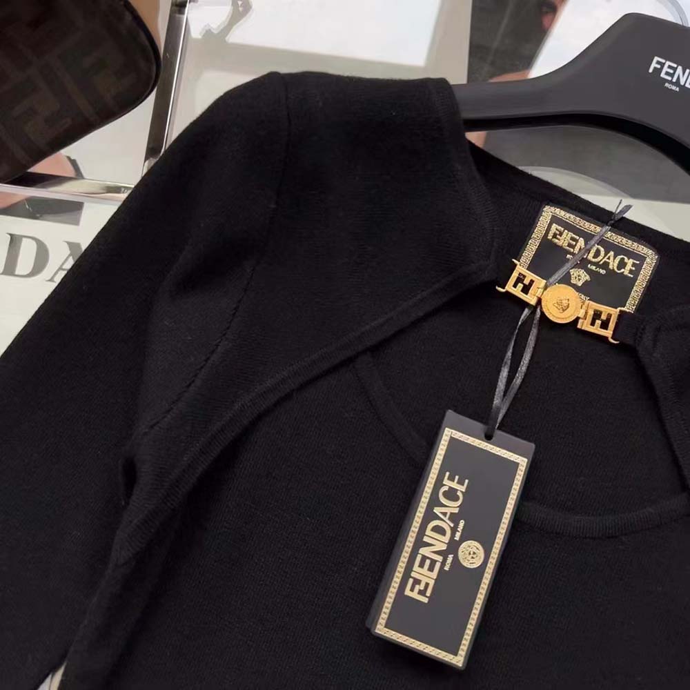 VÁY Fendi  Fendace Dress in Black Cady