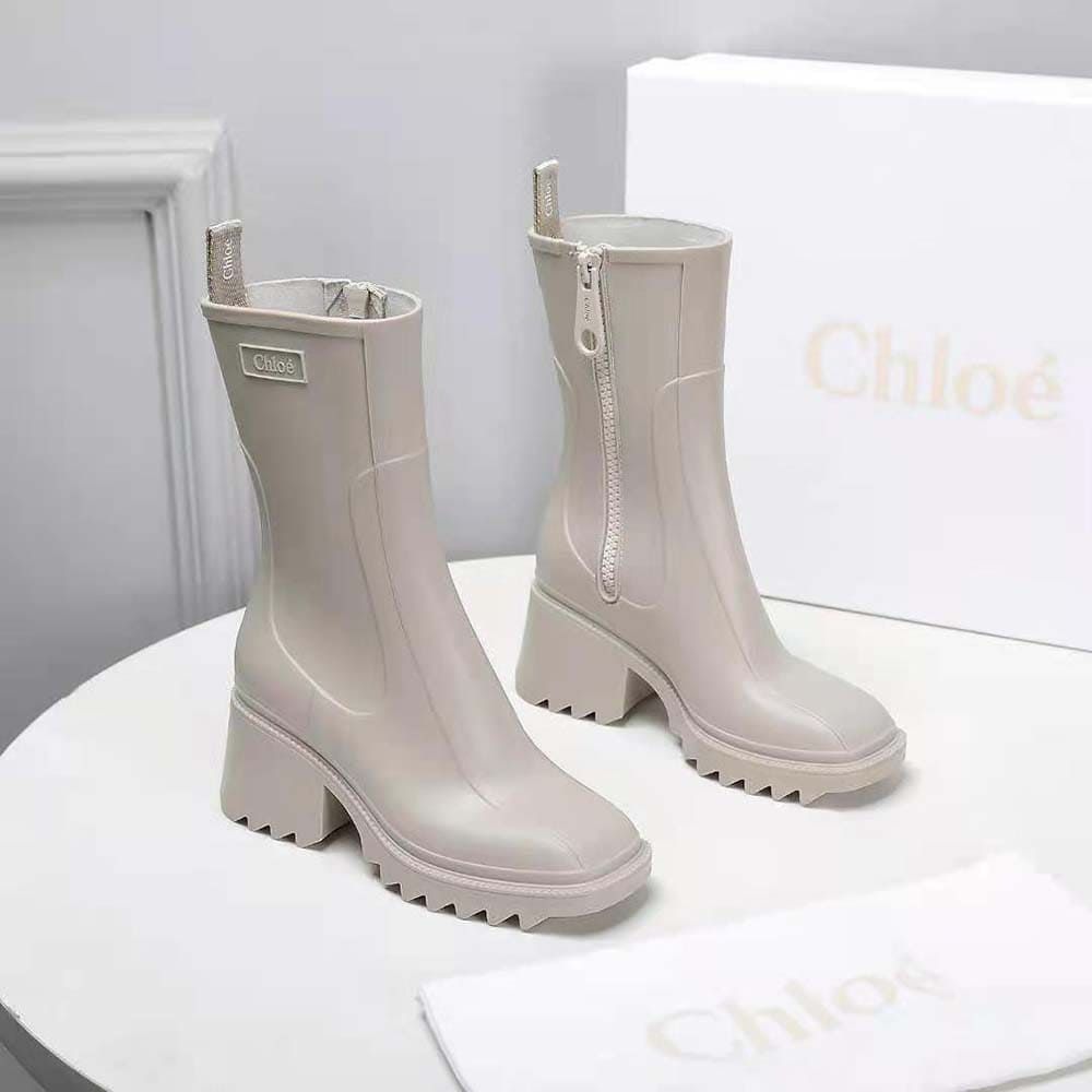 GIÀY Chloe Women Betty Rain Boot in 50 mm Heel Height-Beige