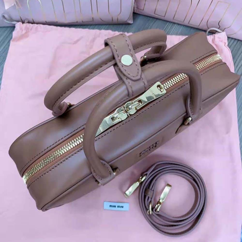 TÚI Miu Miu Women Arcadie Leather Bag-Brown