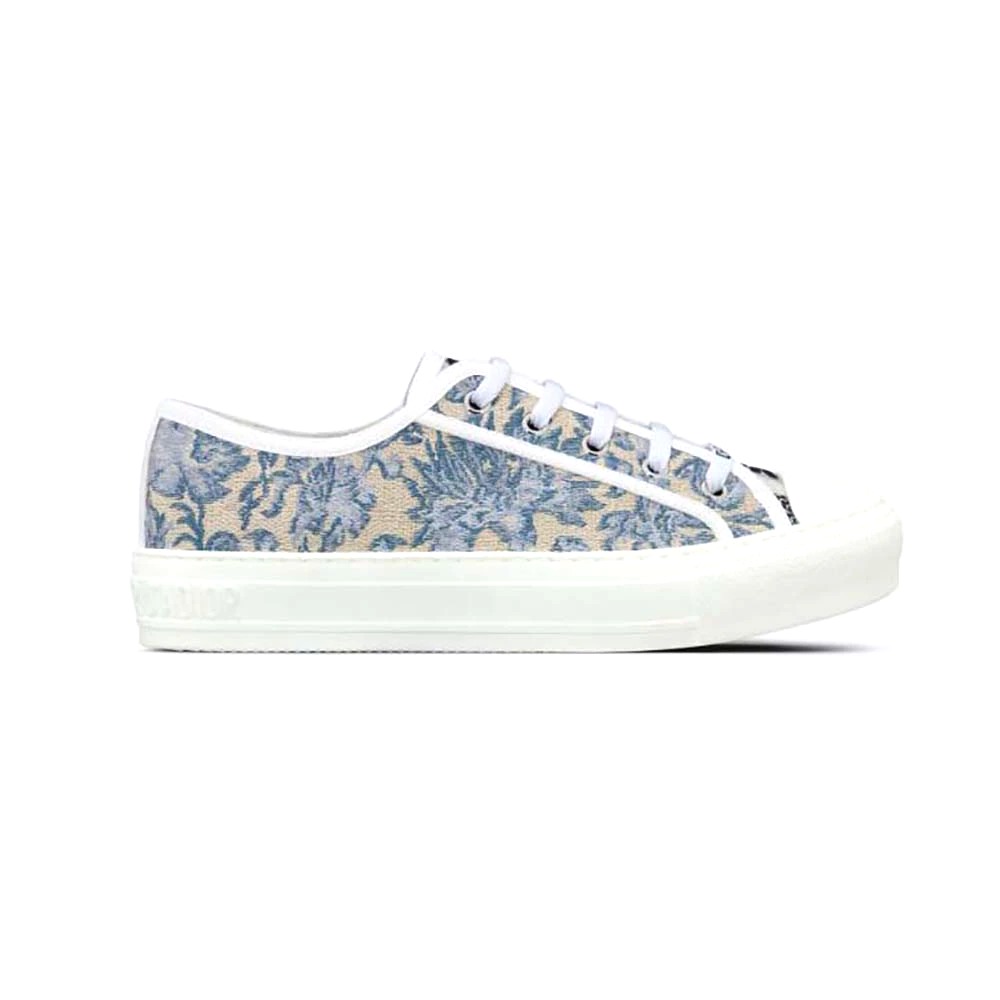 GIÀY Dior Women Walk’N’Dior Sneaker Duck Blue Dior Brocart Embroidered Cotton with Gold-Tone Metallic Thread