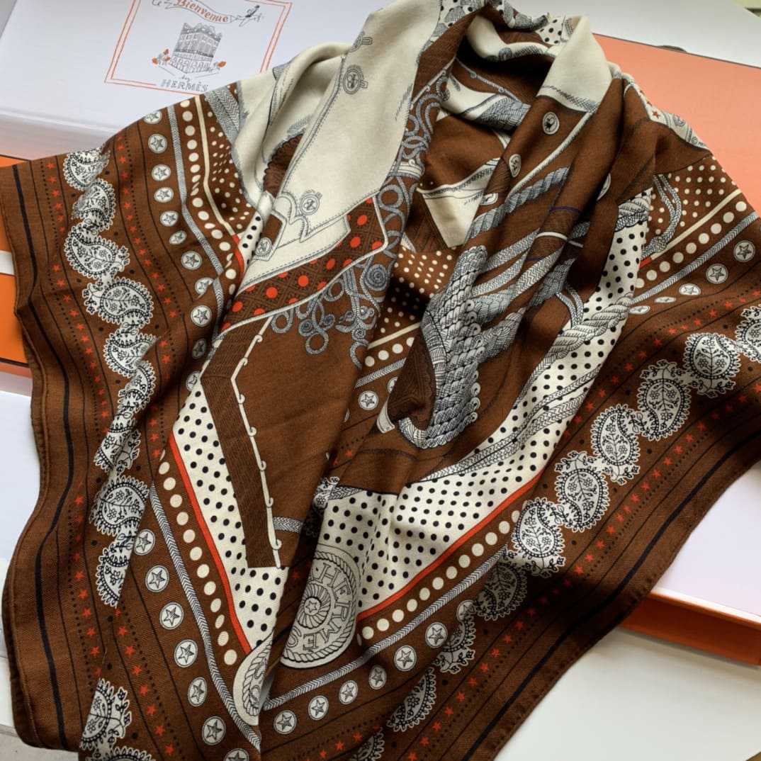 KHĂN HERMES H Family cashmere scarf