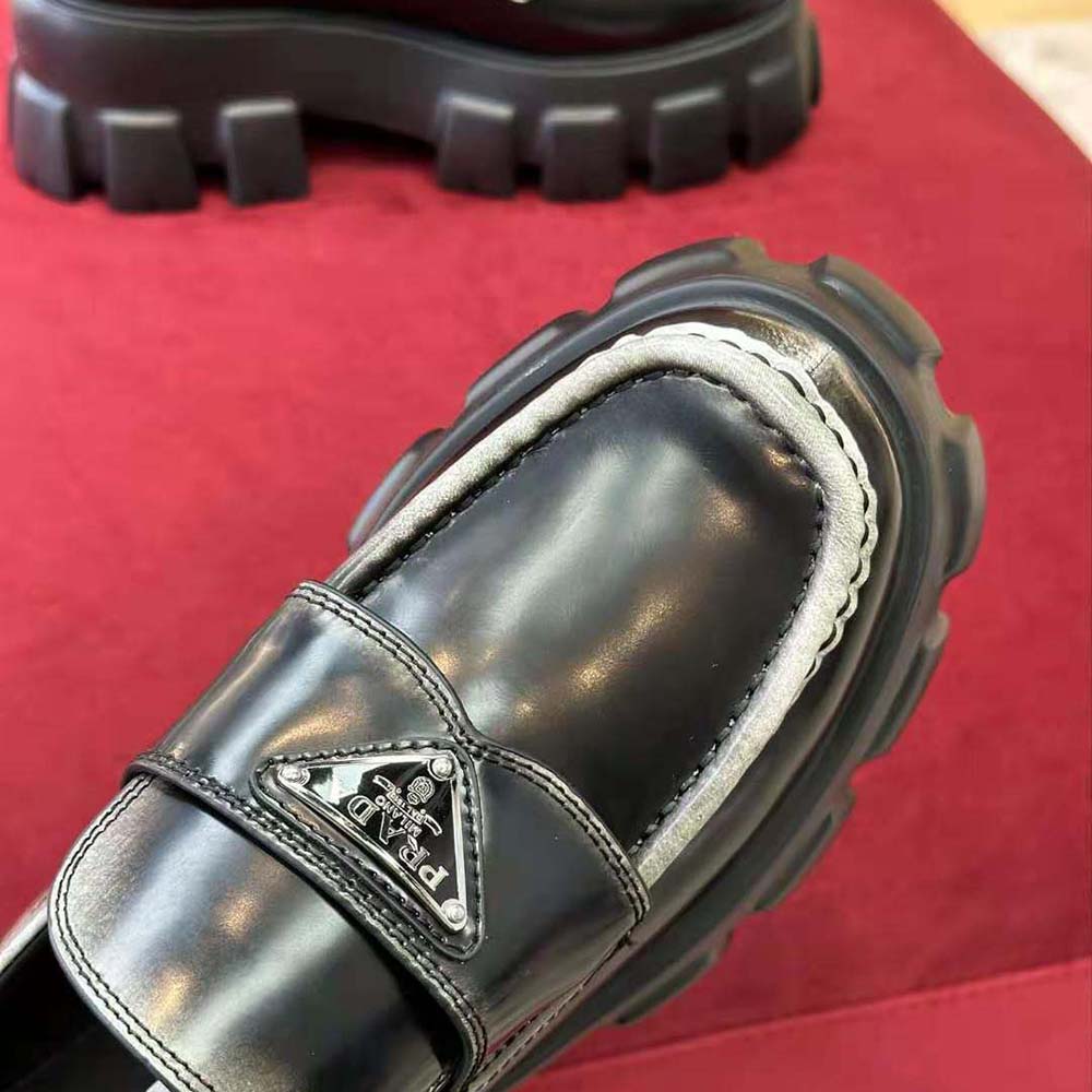 GIÀY PRADA Monolith Nuanced Brushed Leather Loafers