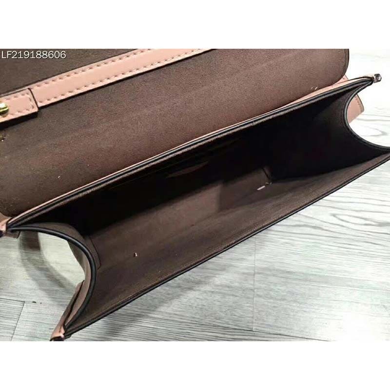 TÚI Fendi KAN I F Top Flap Leather Bag with Strap-Pink