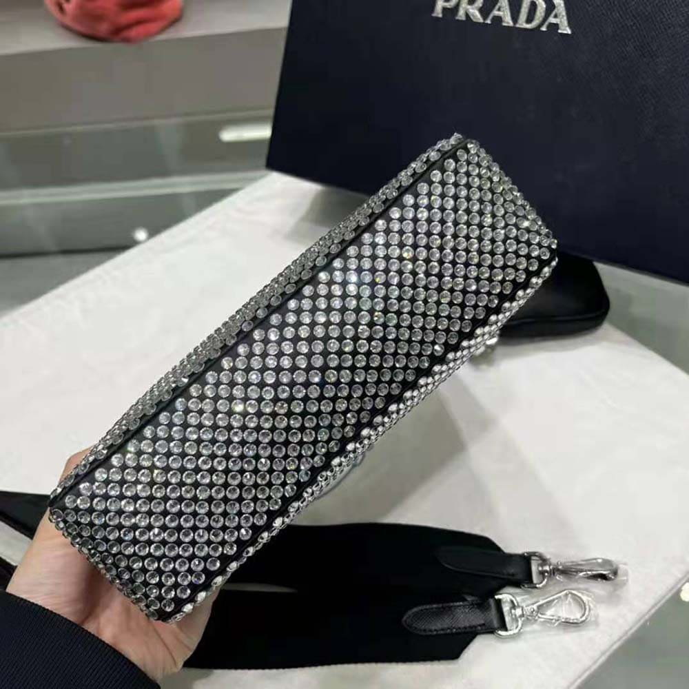 TÚI Prada Women Re-Edition 2005 Satin Bag with Crystals-Aqua