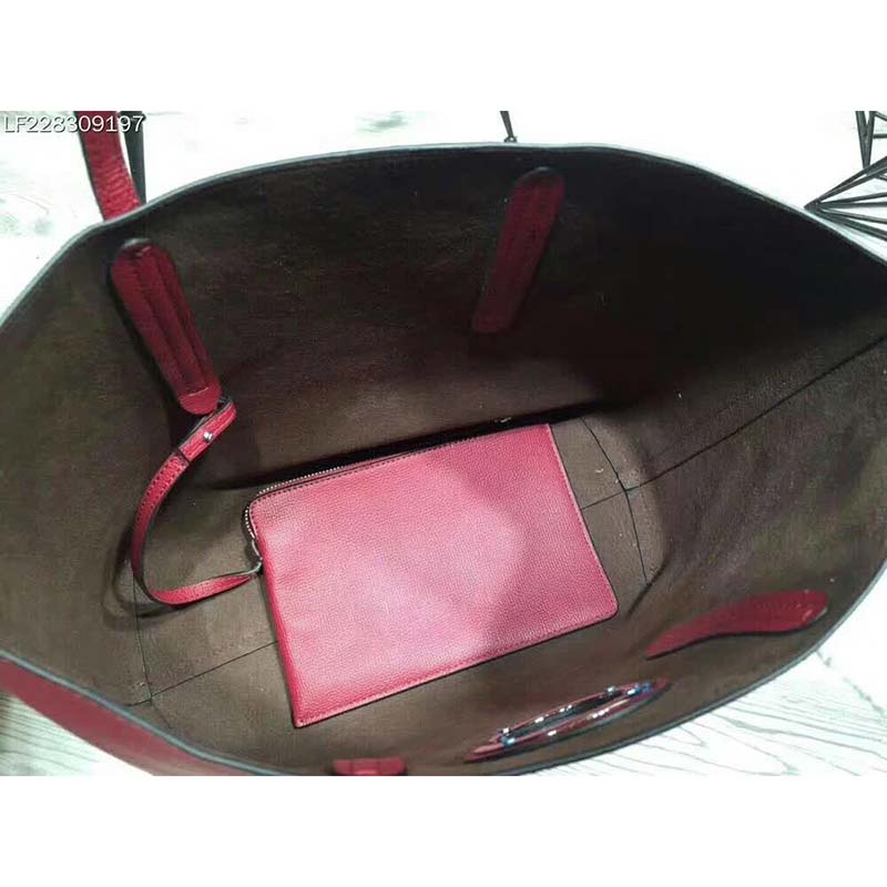 TÚI Fendi Women Leather Logo Shopper Bag-Maroon