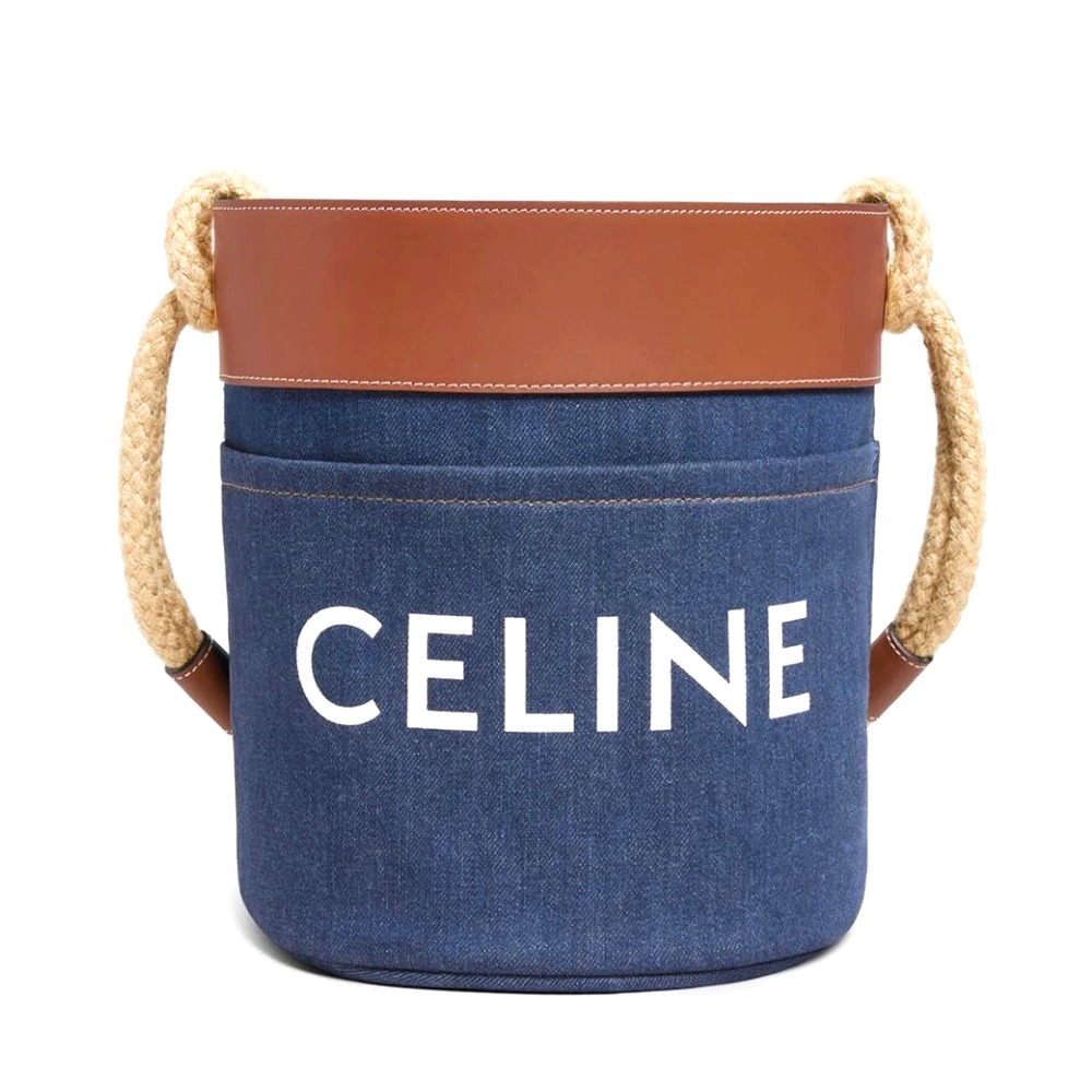 TÚI Celine Bucket Celine in Denim with Celine Print and Calfskin