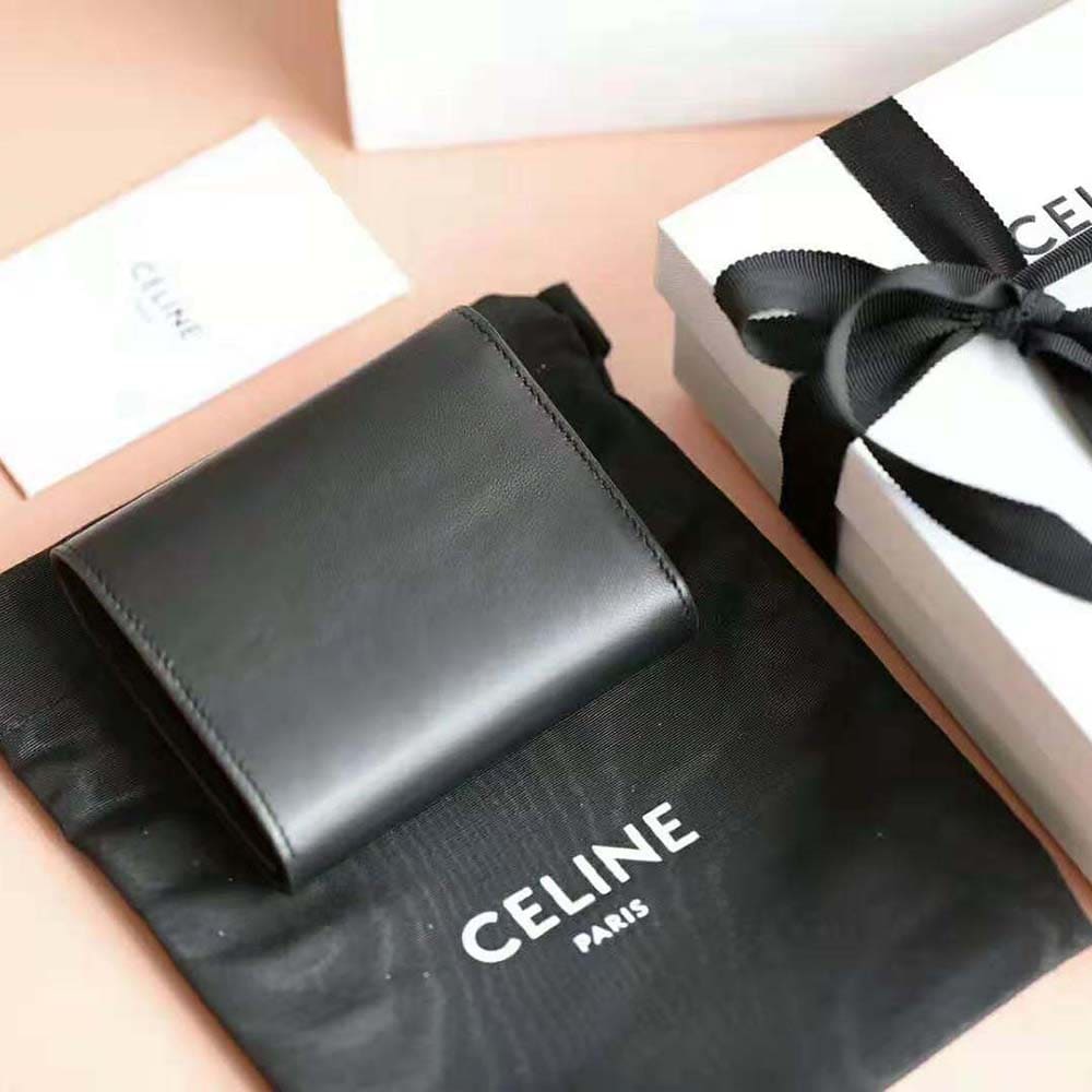 Ví Celine Women Small Flap Wallet in Shiny Smooth Lambskin-Black