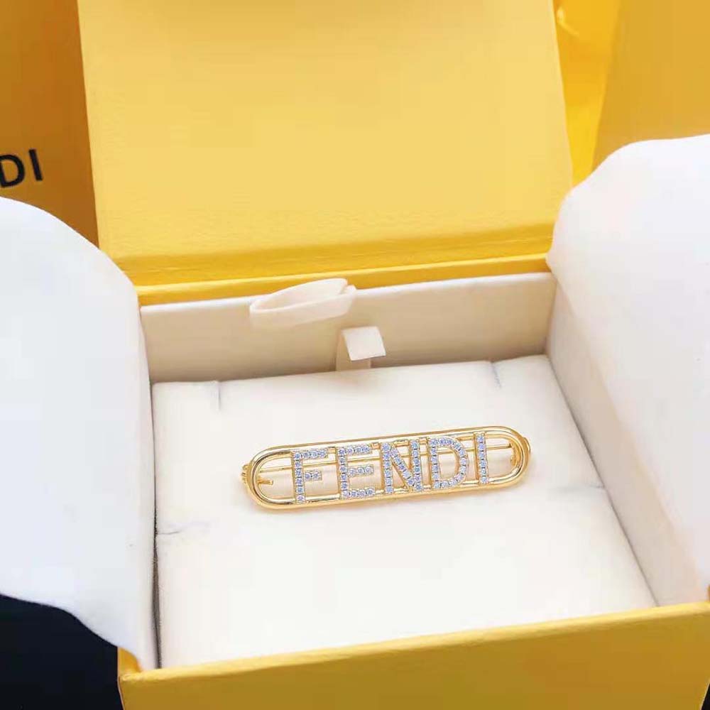 Cài áo Fendi Fendigraphy Brooch Gold Coloured