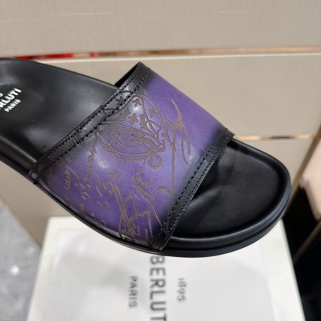 DÉP BERLUTI PATINA LEATHER SLIPPER