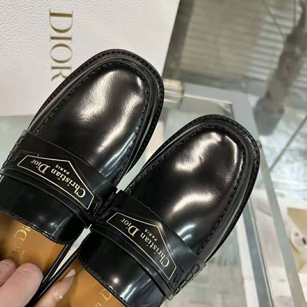 GIÀY Dior Women Boy Loafer Black Brushed Calfskin