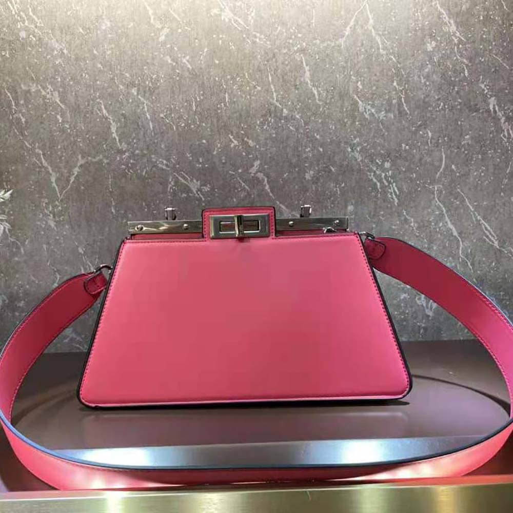 TÚI FENDI Women Peekaboo Cut Medium Pink Leather Bag