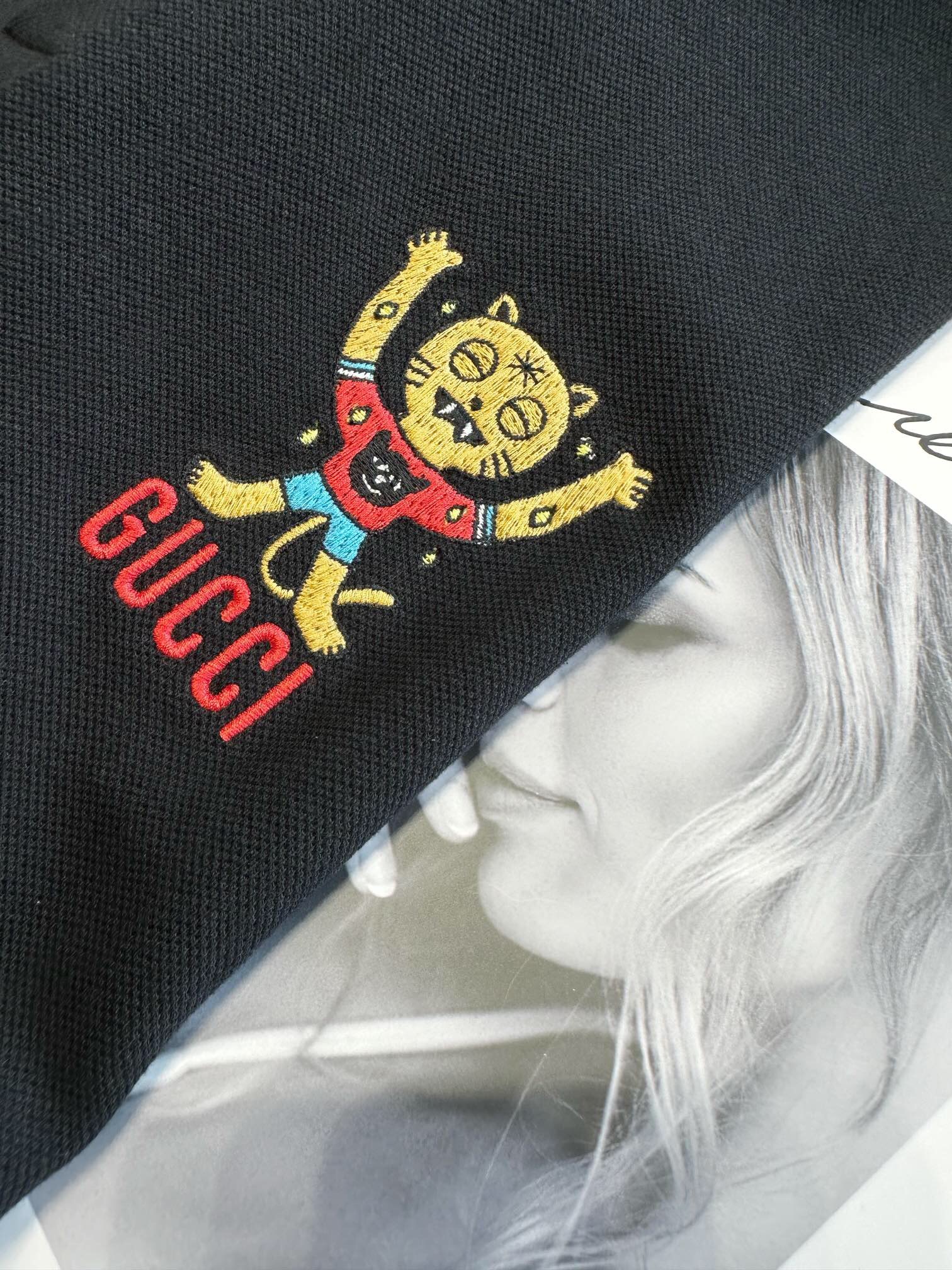 ÁO GUCCI GG Tiger Smile Chest Polo Shirt