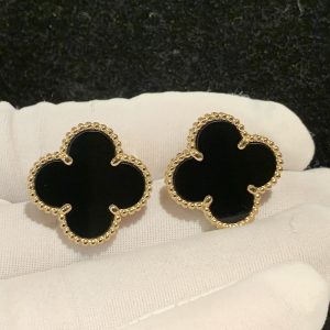 Bông tai Van Cleef & Arpels Magic Alhambra Black Onyx vàng vàng 18K
