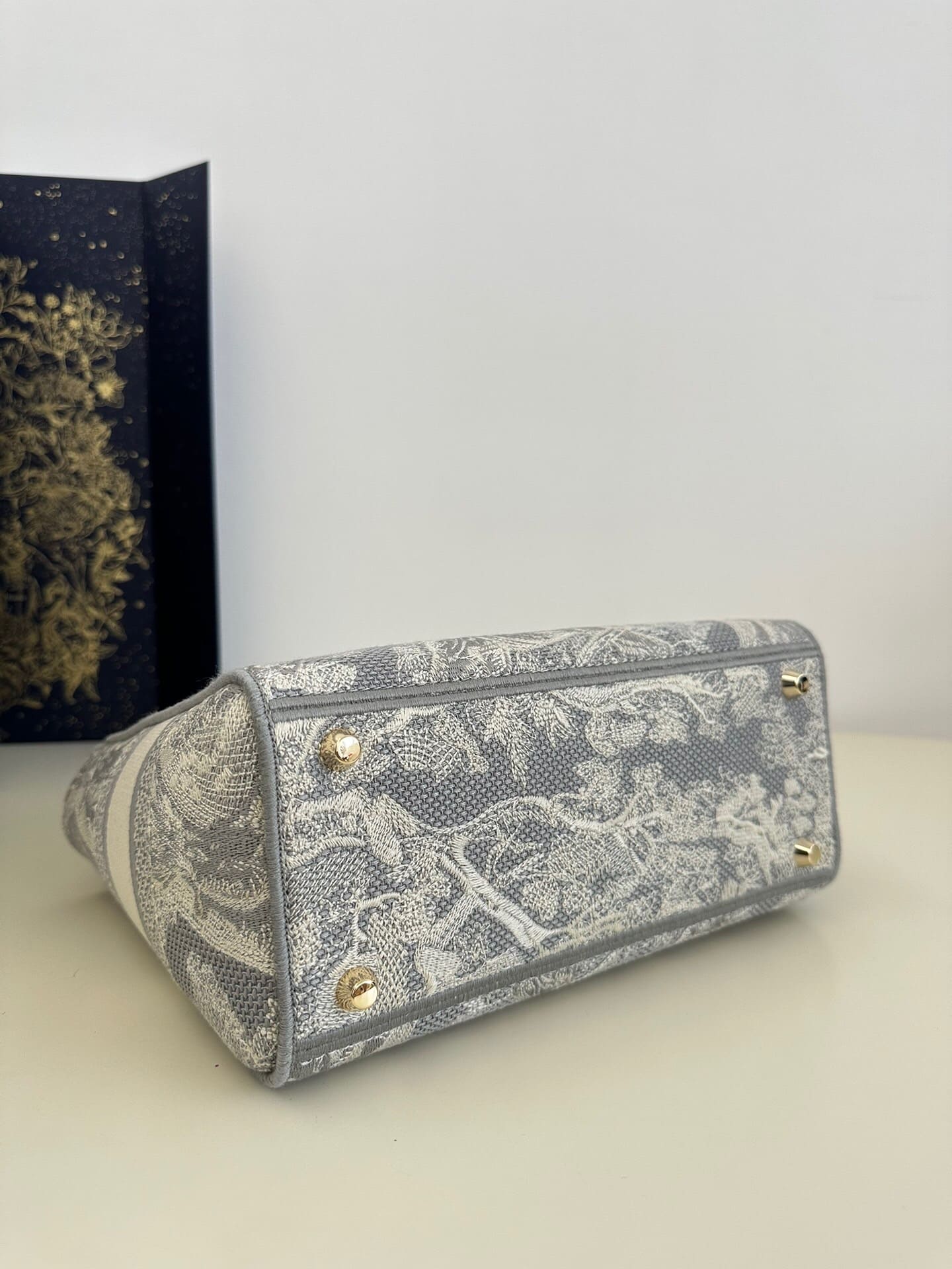 TÚI CHRISTIAN DIOR Lady D-lite Bag Gray Toile de Jouy Reverse Embroidery