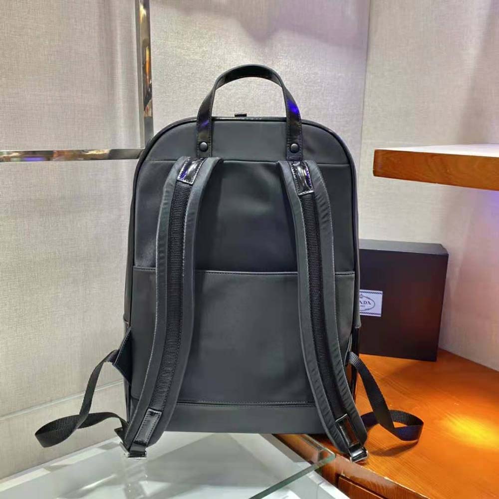 BALO PRADA Men Re-Nylon and Leather Backpack-Black