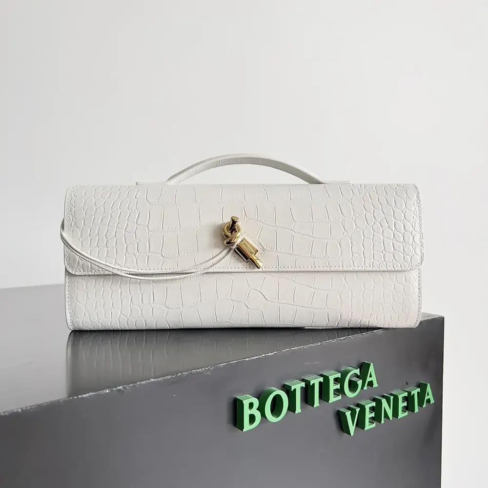 VÍ CẦM TAY BOTTEGA VENETA Women Long Clutch Andiamo With Handle-White