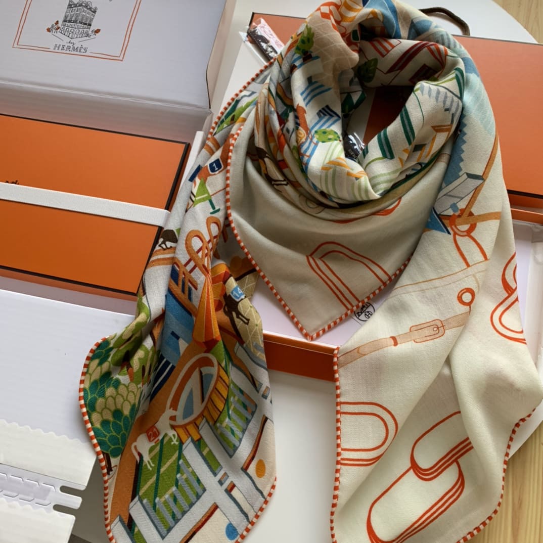 KHĂN HERMES H Family cashmere scarf