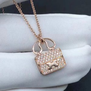 Vòng cổ Hermes Constance Amulette vàng hồng 18K