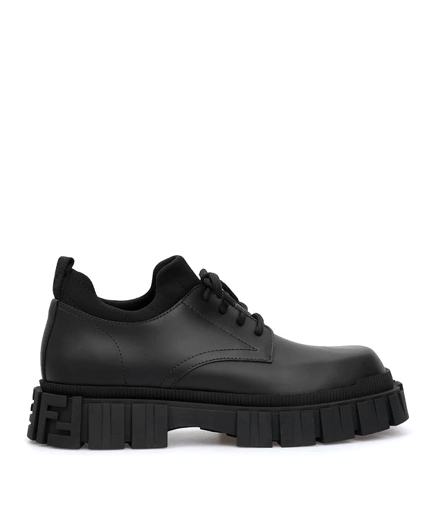 GIÀY FENDI BLACK LEATHER DERBIES