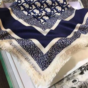 KHĂN Dior Women Dior Oblique Square Scarf Navy Blue Silk Twill