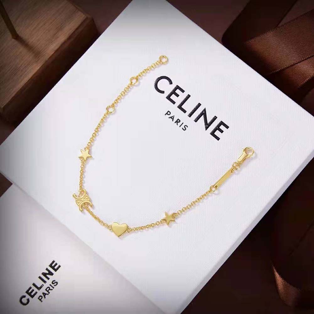 DÂY Celine Women Maillon Triomphe Multi Motifs Bracelet in Brass with Gold Finish