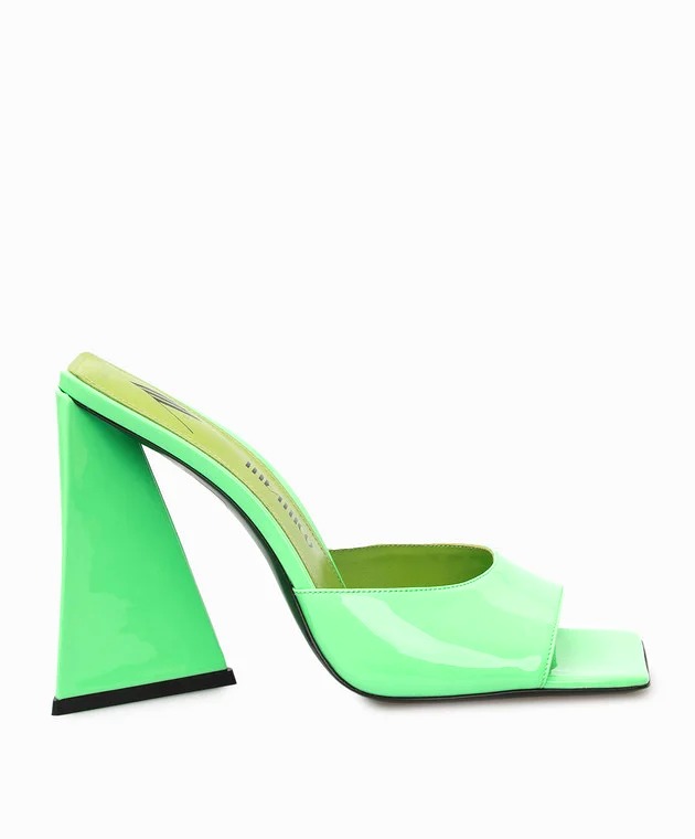 GIÀY THE ATTICO DEVON NEON GREEN LEATHER SANDALS