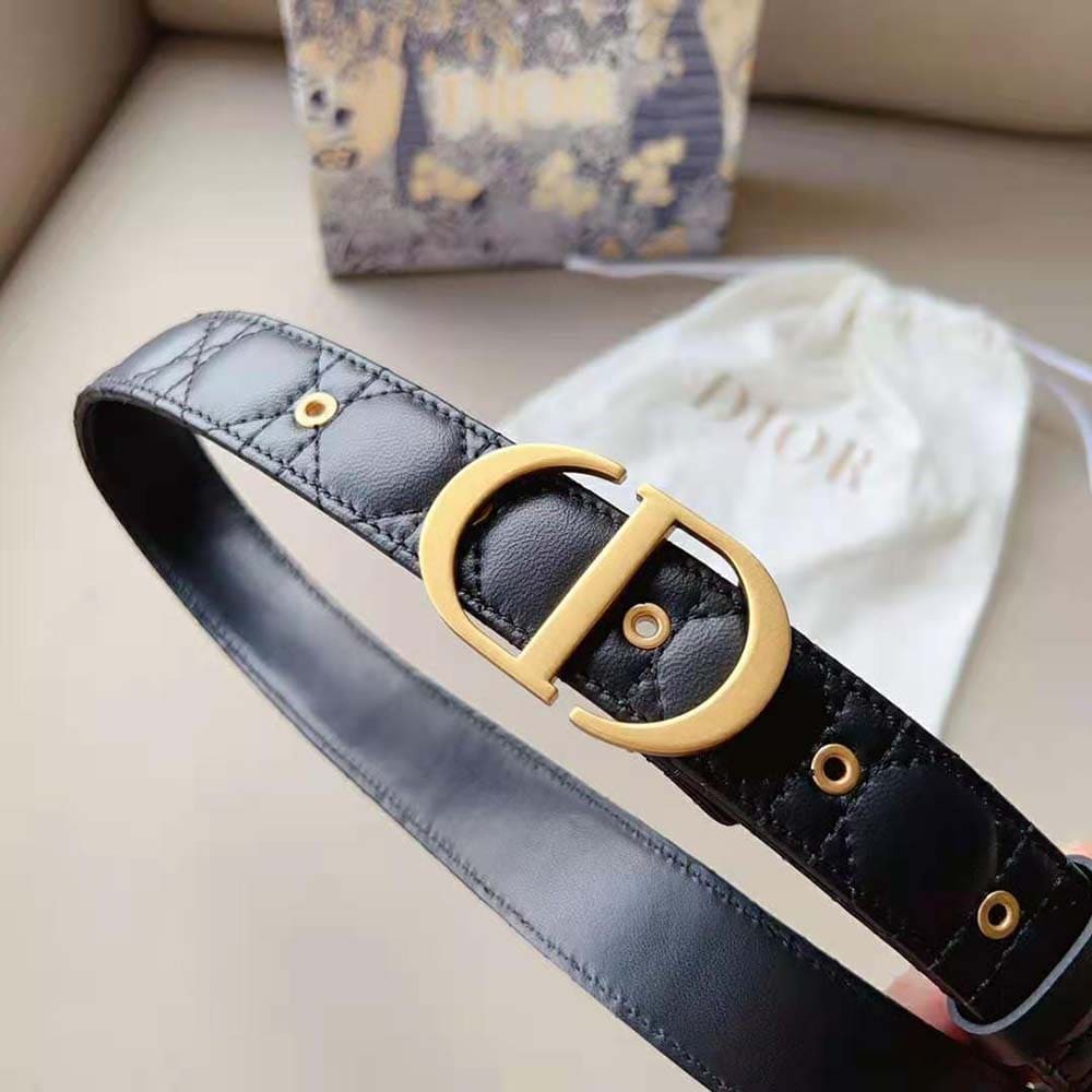DÂY LƯNG Dior Women 30 Montaigne Belt Black Cannage Calfskin 30 MM