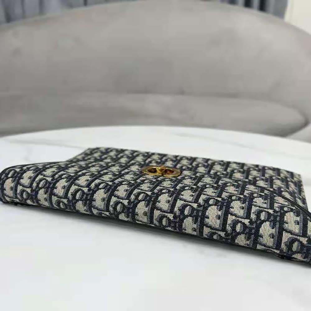 TÚI Dior Women 30 Montaigne Avenue Pouch with Flap Blue Dior Oblique Jacquard