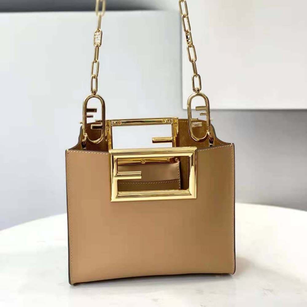 TÚI FENDI Women Way Small Made of Camellia-Colored Leather Bag-Brown