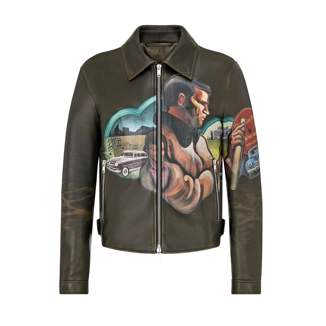 ÁO DIOR GRAFFITI LEATHER JACKET TOP QUALITY AAA