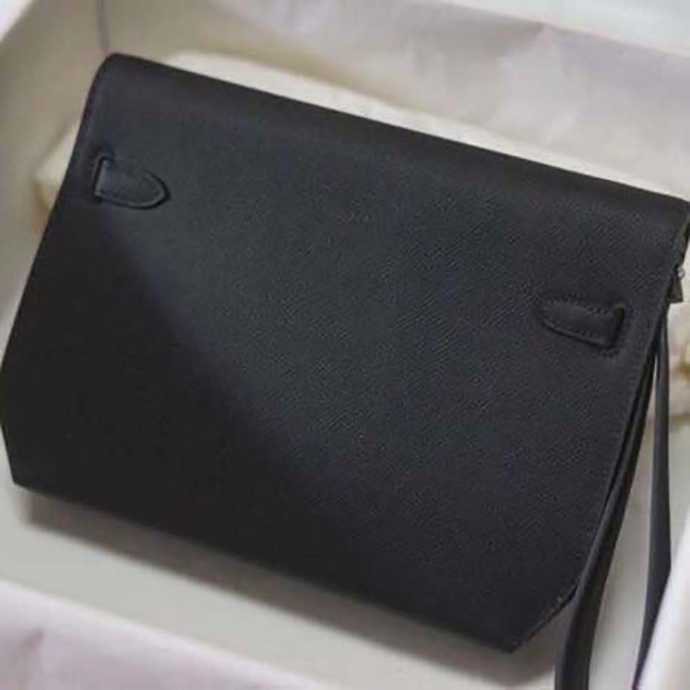 TÚI Hermes Men Kelly Depeches 25 Pouch-Black