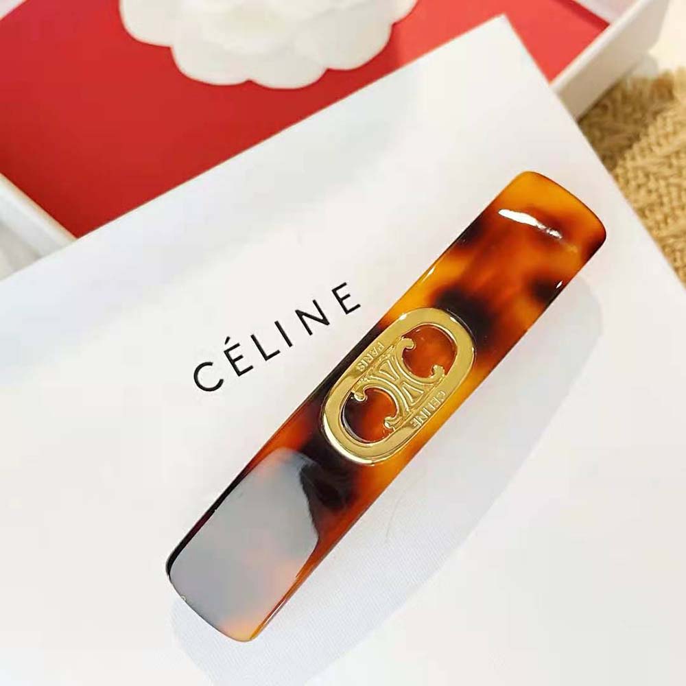 Kẹp tóc Celine Women Maillon Triomphe Hair Clip in Gold Brass Acetate and Steel