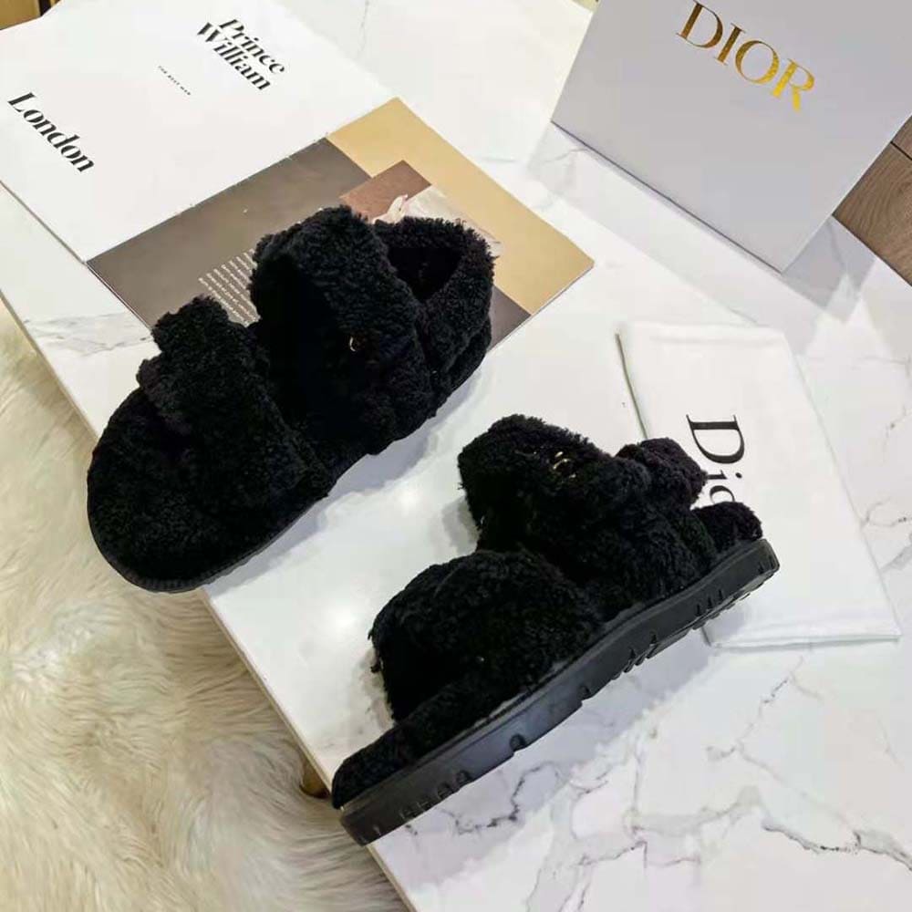 DÉP SANDALS Dior Women Dioract Sandal Black Shearling